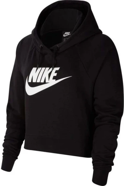 Толстовка жіноча Nike W NSW CLUB FLC GX CROP HDY чорна DQ5850-010