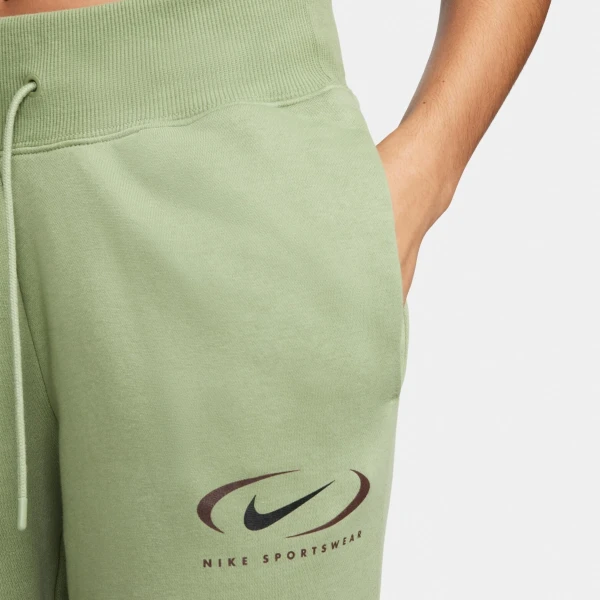 Спортивні жіночі штани Nike NS PHNX FLC HR OS PANT PRNT зелені FN7716-386