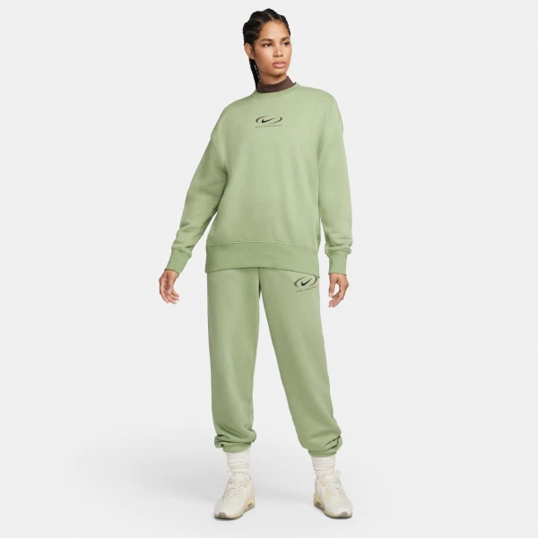 Спортивные штаны женские Nike NS PHNX FLC HR OS PANT PRNT зеленые FN7716-386