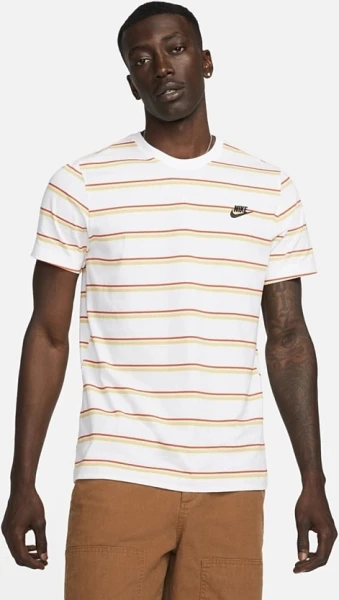 Футболка Nike M TEE CLUB STRIPE бело-оранжево-красная DZ2985-100
