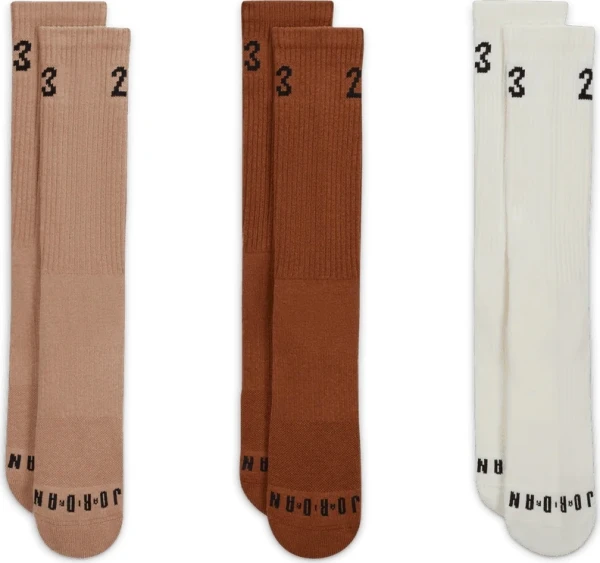 Носки Nike U J ESSENTIAL CREW 3PR - 144 бело-коричневые (3 пары) DA5718-901