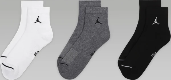 Носки Nike JORDAN U J ED CUSH POLY ANKLE 3PR 144 бело-серо-черные (3 пары) DX9655-911