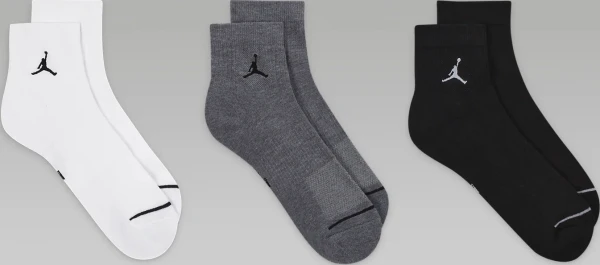 Носки Nike JORDAN U J ED CUSH POLY ANKLE 3PR 144 бело-серо-черные (3 пары) DX9655-911
