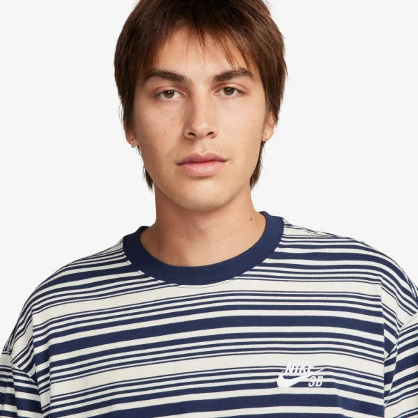 Футболка Nike U NK SB TEE M90 STRIPE SP24 бело-темно-синяя FQ3711-410
