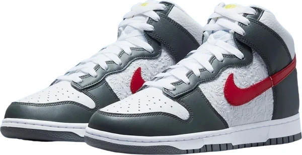 Кроссовки Nike DUNK HIGH RETRO бело-серо-красные FD0668-001