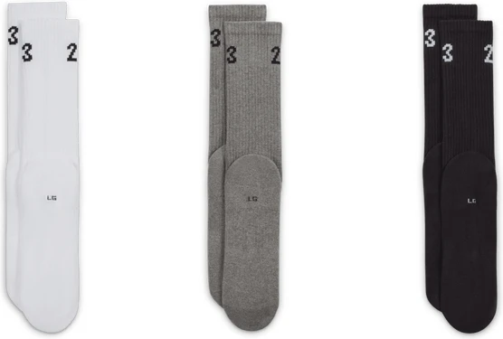 Носки Nike JORDAN U J ESSENTIAL CREW 3PR - 144 бело-серо-черные (3 пары) DA5718-911