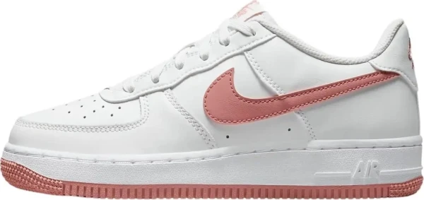 Кроссовки подростковые Nike AIR FORCE 1 (GS) бело-коралловые DV7762-102