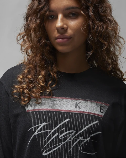 Лонгслив женский Nike AIR JORDAN T-SHIRT BLACK черный FD7205-010