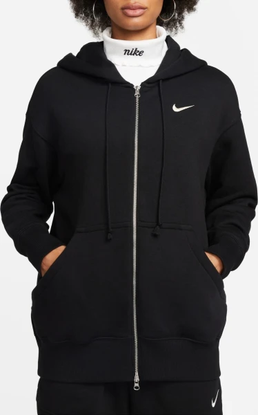 Толстовка жіноча Nike NS PHNX FLC FZ OS HOODIE чорна DQ5758-010