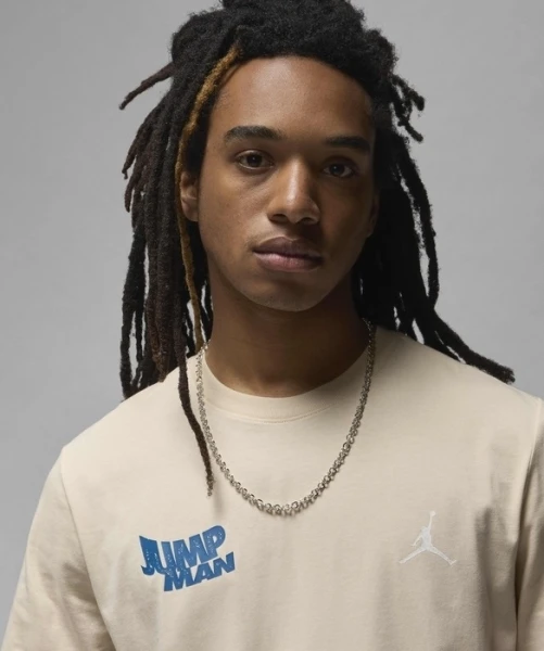 Футболка Nike JORDAN MBRAND SS JM STACK CREW бежевая FN6029-203