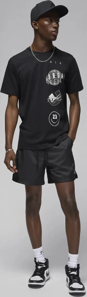 Футболка Nike M J BRAND LOGO STACK SS CRW черная FN6027-010