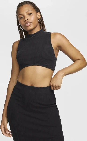 Топ жіночий Nike W NSW NK CHLL KNT RIB CRP TNK чорний FN3677-010