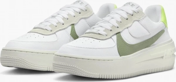 Кроссовки женские Nike AIR FORCE 1 PLT.AF.ORM бело-оливково-лимонные FJ4739-100