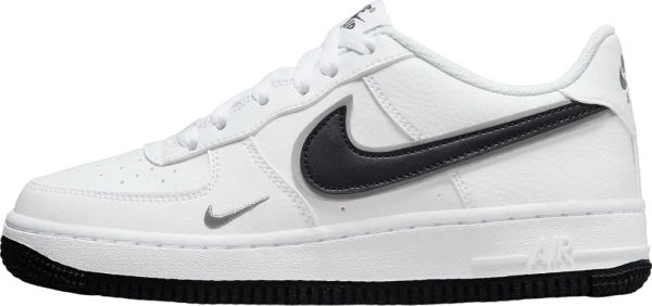 Кроссовки подростковые Nike AIR FORCE 1 (GS) бело-серебряно-черные DX9269-100