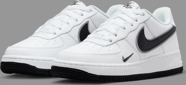 Кроссовки подростковые Nike AIR FORCE 1 (GS) бело-серебряно-черные DX9269-100