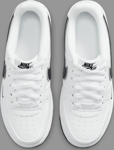 Кроссовки подростковые Nike AIR FORCE 1 (GS) бело-серебряно-черные DX9269-100