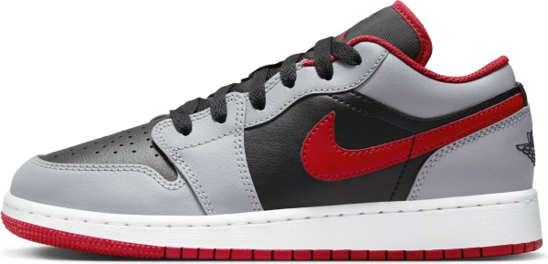 Кросівки підліткові Nike AIR JORDAN 1 LOW (GS) сіро-чорно-червоні 553560-060