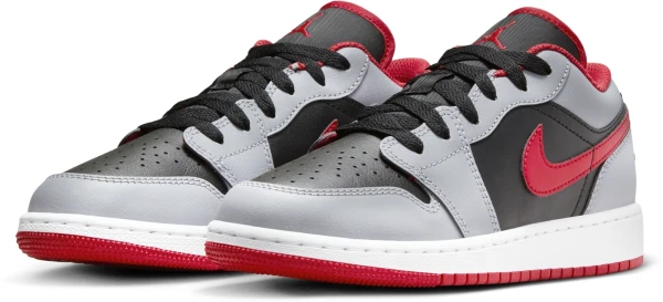 Кросівки підліткові Nike AIR JORDAN 1 LOW (GS) сіро-чорно-червоні 553560-060