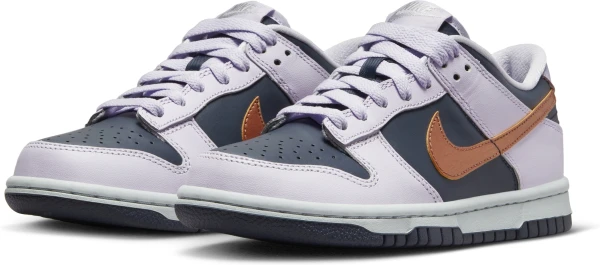 Кроссовки подростковые Nike DUNK LOW SE (GS) темно-сине-фиолетово-золотые DX1663-400