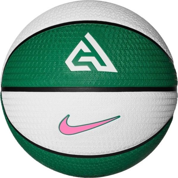 Баскетбольний м'яч Nike PLAYGROUND 8P 2.0 G ANTETOKOUNMPO DEFLATED біло-зелено-рожевий Розмір 7 N.100.4139.331.07