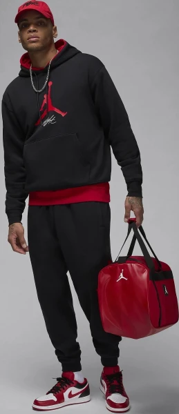 Толстовка Nike JORDAN M J ESS FLC BASELINE HOODIE черно-красная FD7545-013