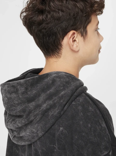 Худи подростковое Nike K NK COB FLC PO HOODIE WASH черное FZ5266-010