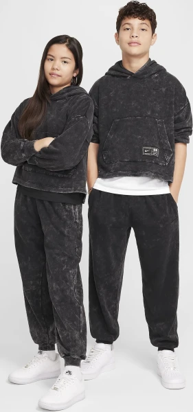 Худи подростковое Nike K NK COB FLC PO HOODIE WASH черное FZ5266-010