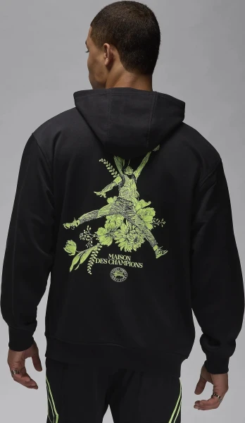 Худи Nike JORDAN SPORT DRI-FIT GFX FLEECE PULLOVER HOODIE черно-салатовое FV8610-010