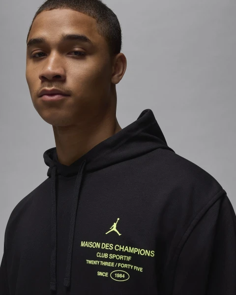 Худи Nike JORDAN SPORT DRI-FIT GFX FLEECE PULLOVER HOODIE черно-салатовое FV8610-010