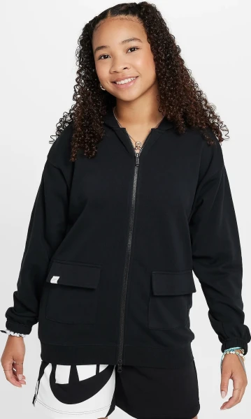 Толстовка подростковая Nike G NSW DF FLC OVRSZD HDY DNCE черная FZ5549-010