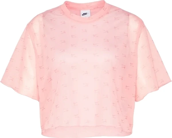 Футболка жіноча Nike W NSW AIR AOP MESH SS CROP TOP коралова DV8245-611