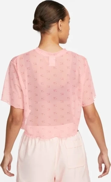 Футболка жіноча Nike W NSW AIR AOP MESH SS CROP TOP коралова DV8245-611