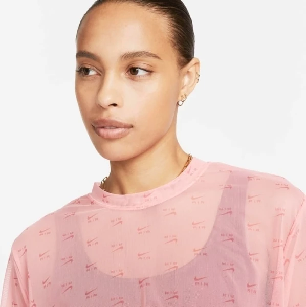 Футболка жіноча Nike W NSW AIR AOP MESH SS CROP TOP коралова DV8245-611