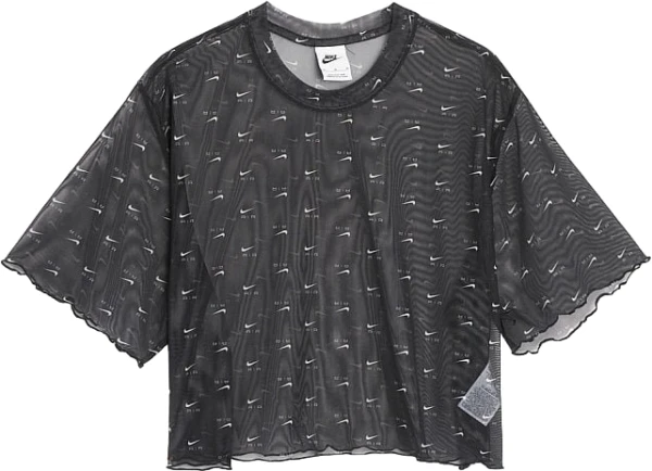 Футболка жіноча Nike W NSW AIR AOP MESH SS CROP TOP чорна DV8245-010