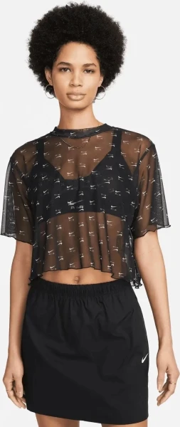 Футболка жіноча Nike W NSW AIR AOP MESH SS CROP TOP чорна DV8245-010