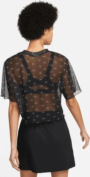 Футболка жіноча Nike W NSW AIR AOP MESH SS CROP TOP чорна DV8245-010