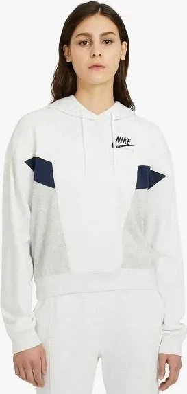 Худі жіноче Nike W NSW HERITAGE HOODIE FLC світло-сіро-темно-синє CZ8604-051