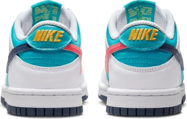 Кроссовки подростковые Nike DUNK LOW (GS) бело-голубо-кораллово-темно-синие HF4794-345