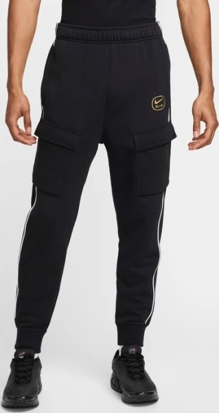 Спортивные штаны Nike AIR FLEECE CARGO TROUSERS черно-бело-золотые HM0180-010