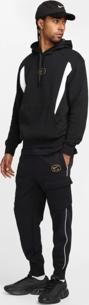 Спортивные штаны Nike AIR FLEECE CARGO TROUSERS черно-бело-золотые HM0180-010