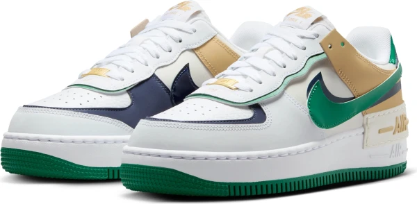 Кроссовки женские Nike AIR FORCE 1 SHADOW бело-зелено-темно-синие DZ1847-102