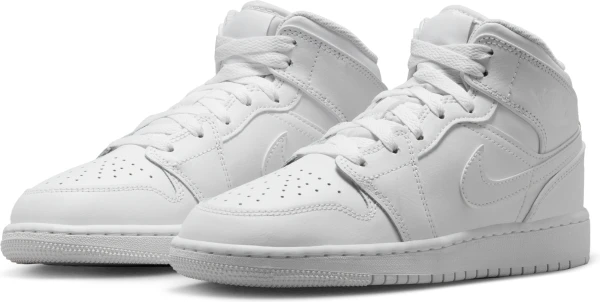 Кроссовки подростковые Nike AIR JORDAN 1 MID (GS) белые 554725-136