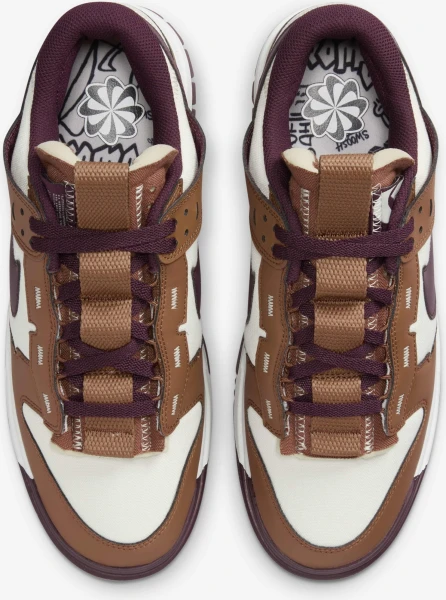 Кроссовки Nike DUNK LOW JUMBO коричнево-темно-фиолетово-белые FQ8248-200