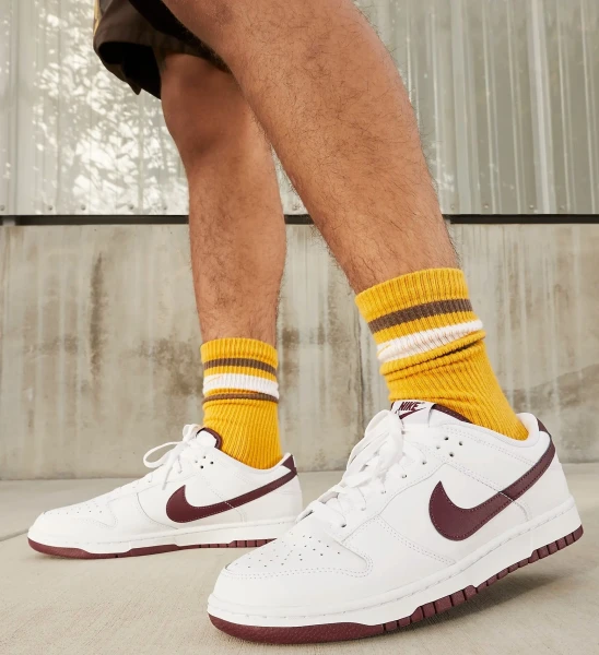 Кроссовки Nike DUNK LOW RETRO бело-темно-бордовые DV0831-102