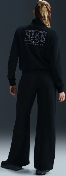 Спортивные штаны женские Nike SPORTSWEAR CLUB FLEECE MID-RISE WIDE-LEG GRAPHIC PANTS черные HJ0869-010