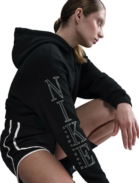 Худі жіноче Nike SPORTSWEAR CLUB FLEECE OVERSIZED SHORT HOODIE чорне HJ0925-010