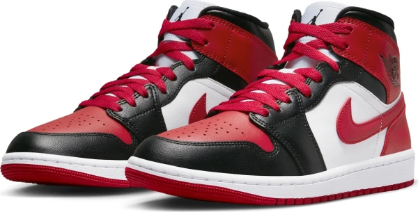 Кроссовки женские Nike AIR JORDAN 1 MID красно-бело-черные BQ6472-079