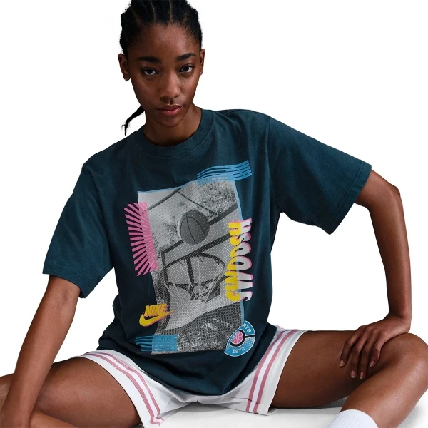 Футболка баскетбольна жіноча Nike LOOSE SHORT-SLEEVE BASKETBALL T-SHIRT SP25 темно-синя HJ3634-478