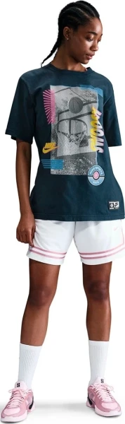 Футболка баскетбольна жіноча Nike LOOSE SHORT-SLEEVE BASKETBALL T-SHIRT SP25 темно-синя HJ3634-478
