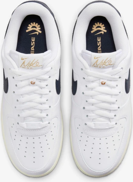 Кросівки жіночі Nike AIR FORCE 1 '07 FLYEASE біло-темно-синьо-золоті HJ9122-100